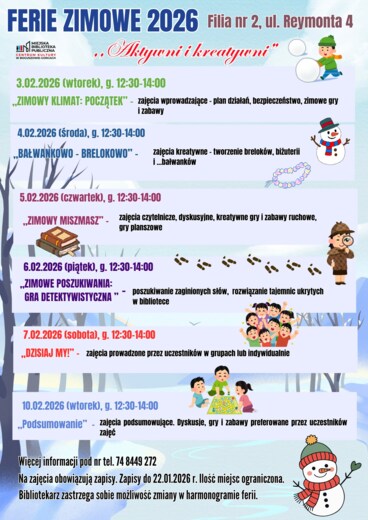 Ferie zimowe 2026 z MBP-CK