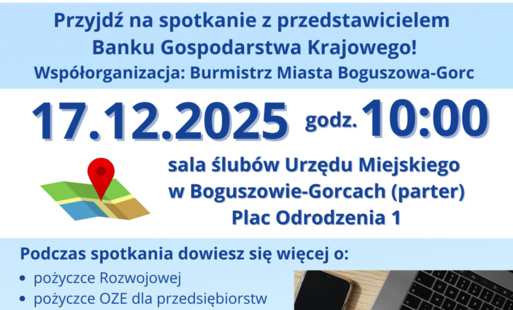 Zdjęcie do Prezentacja ze spotkania przedstawiciela Banku Gospodarstwa Krajowego z przedsiębiorcami