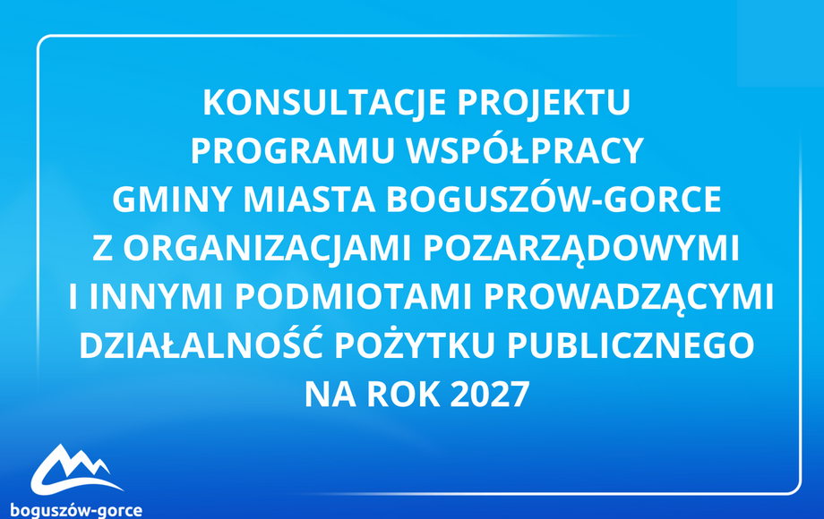 Konsultacje programu współpracy Gminy Boguszów-Gorce z NGO na 2027 rok