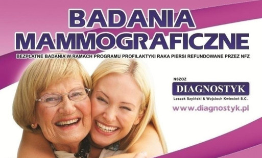 Na grafice znajduje się informacja dot. rejestracji na badanie mammograficzne